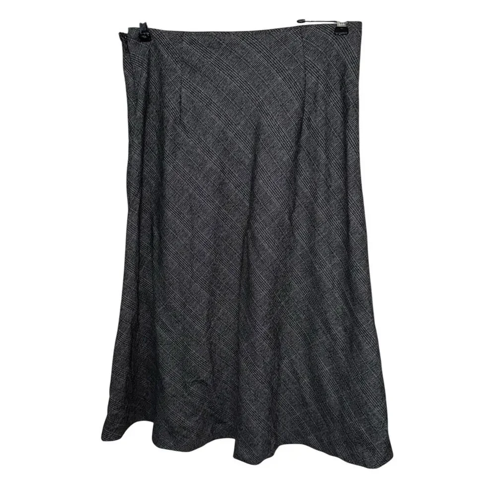 Premise Studio Women’s Skirt‎ Size 8 Black Gray Plaid A-Line Career Workwear